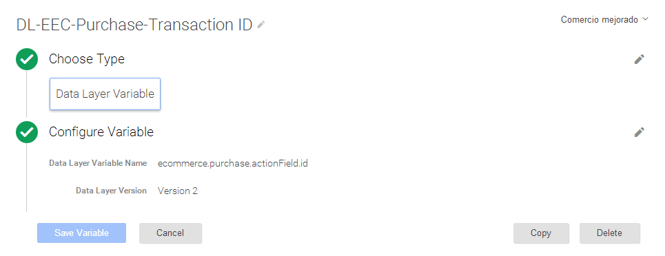 Datalayer variable transactionId