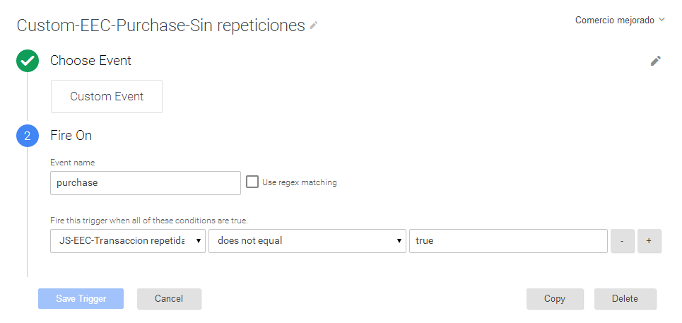 Trigger sin repeticiones