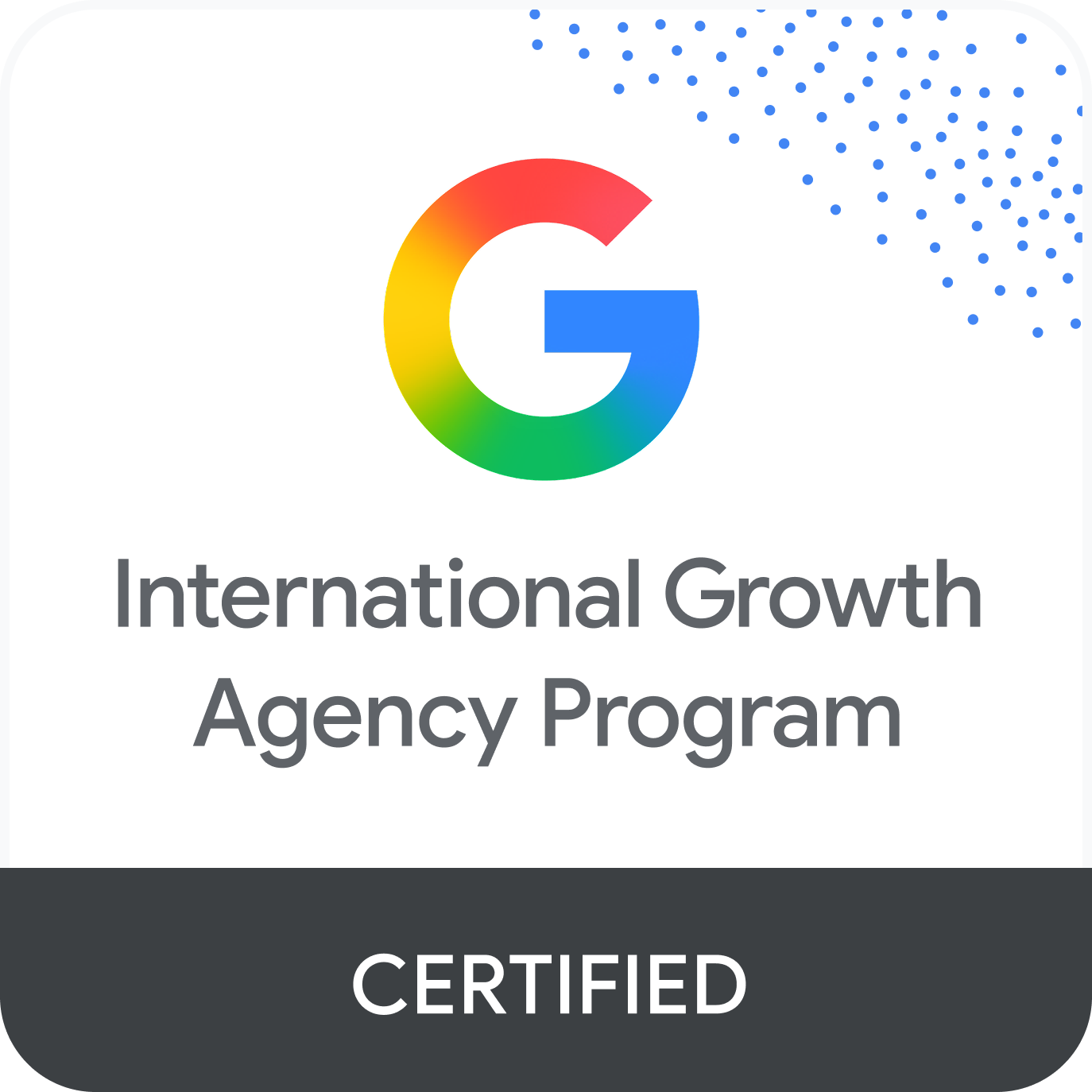 Insignia Certificación oficial Google International Agency Program